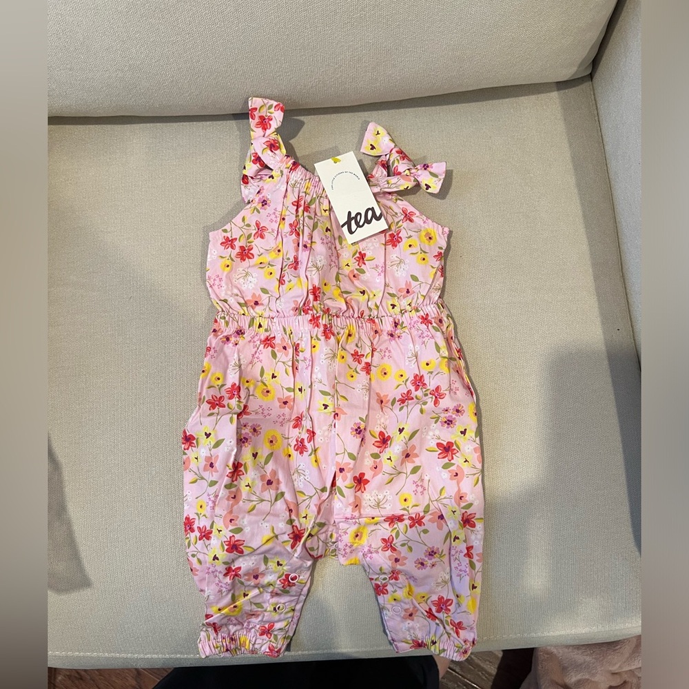 Tea Collection Pink Floral Baby Romper